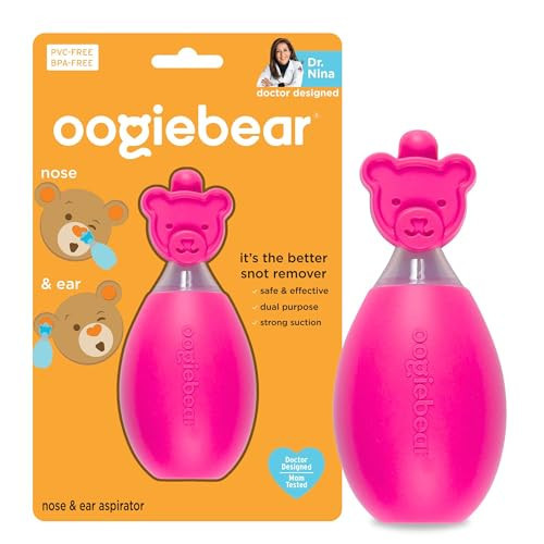 oogiebear: Baby Nasal Aspirator - Safe Booger & Earwax Remover for Newborns, Infants, Toddlers - Better Syringe, Airtight Suction, Nose Sucker - Essential Baby Stuff, Diaper Bag Must-Haves, Pink | Amazon (US)