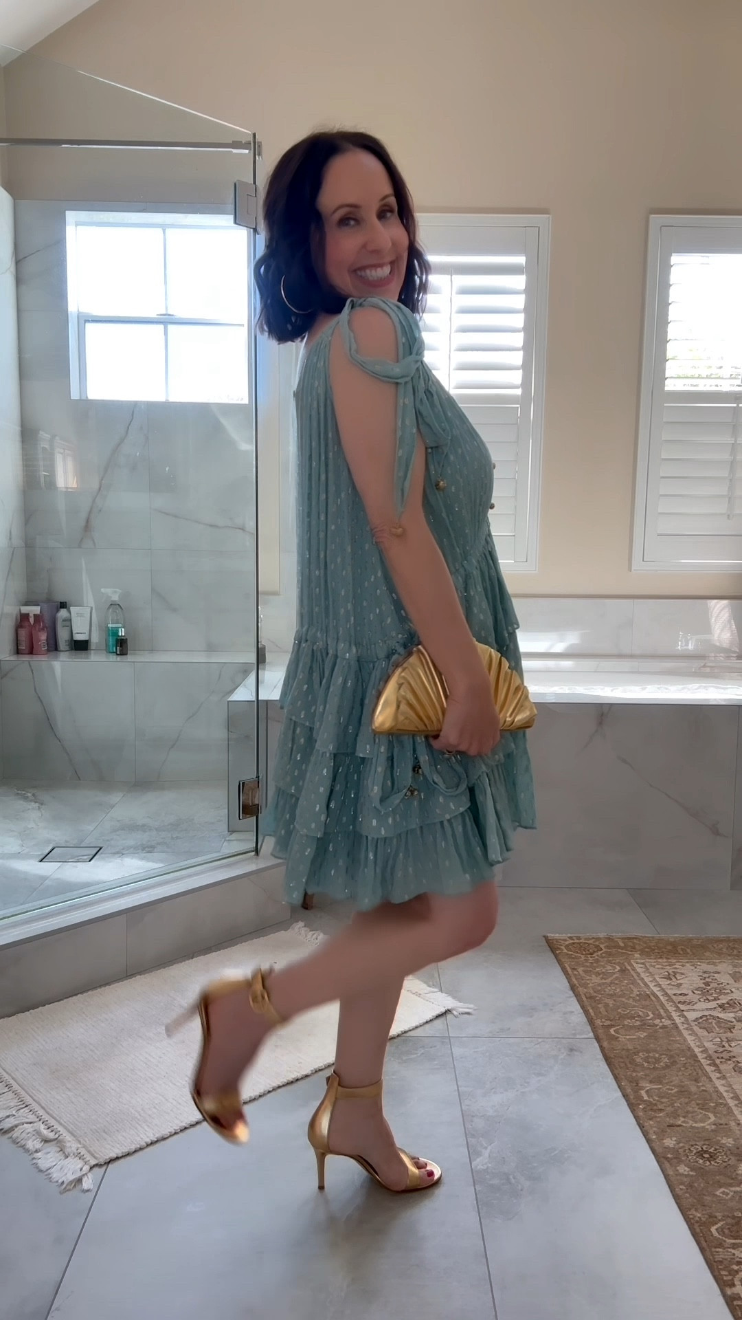 The cutest Zimmerman dress and gold look!! 