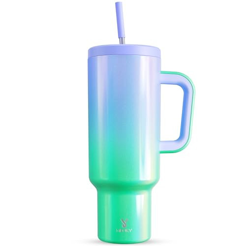Meoky 50 oz Tumbler with Handle, Tumbler with Lid and Straw, Insulated Stainless Steel Travel Mug, 100% Leak-proof, Keeps Cold for 36 Hours or Hot for 12 Hours (Fairyland) | Amazon (US)