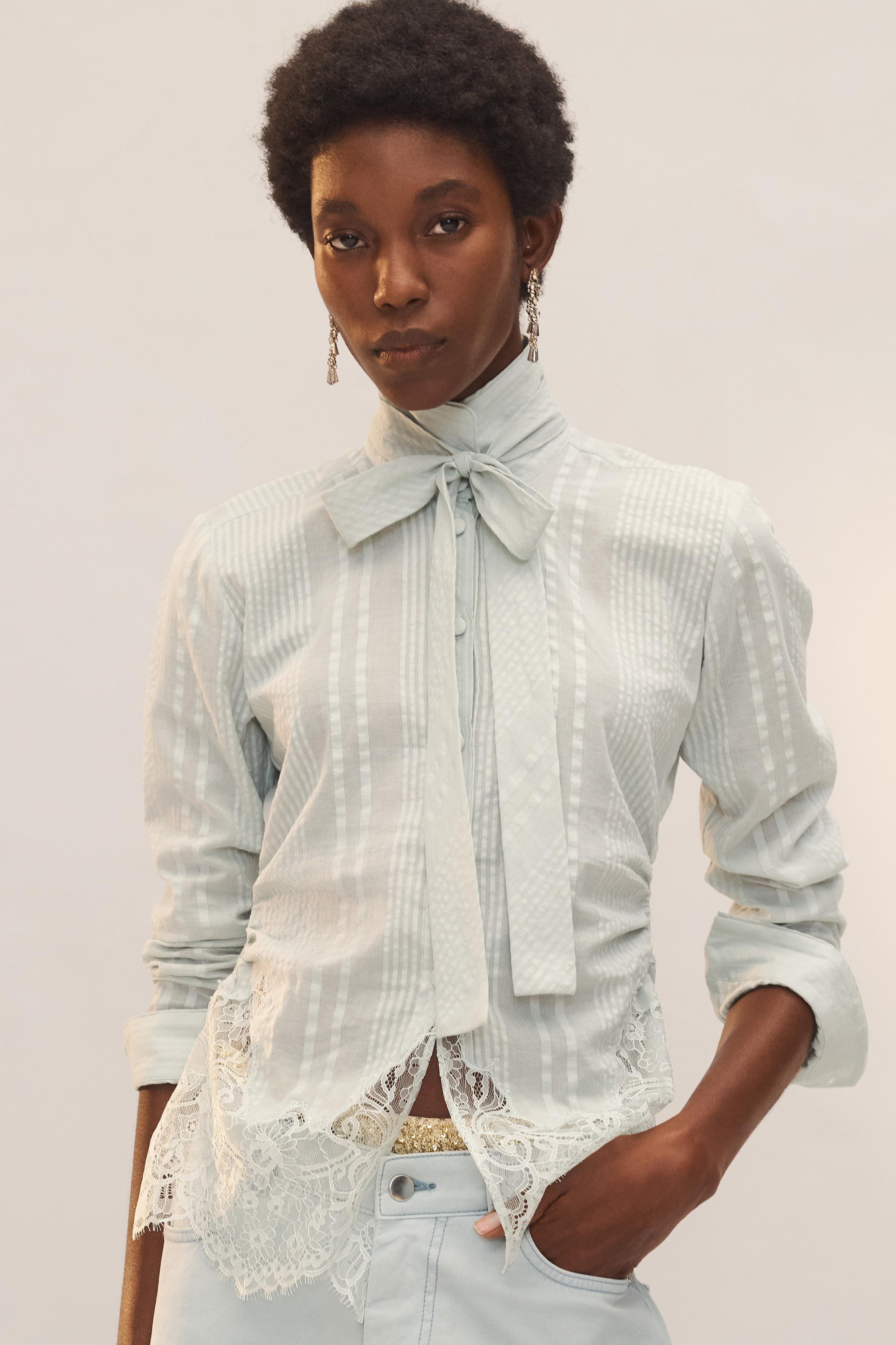 LIMITED EDITION LACE SHIRT WITH TIES | Zara UK