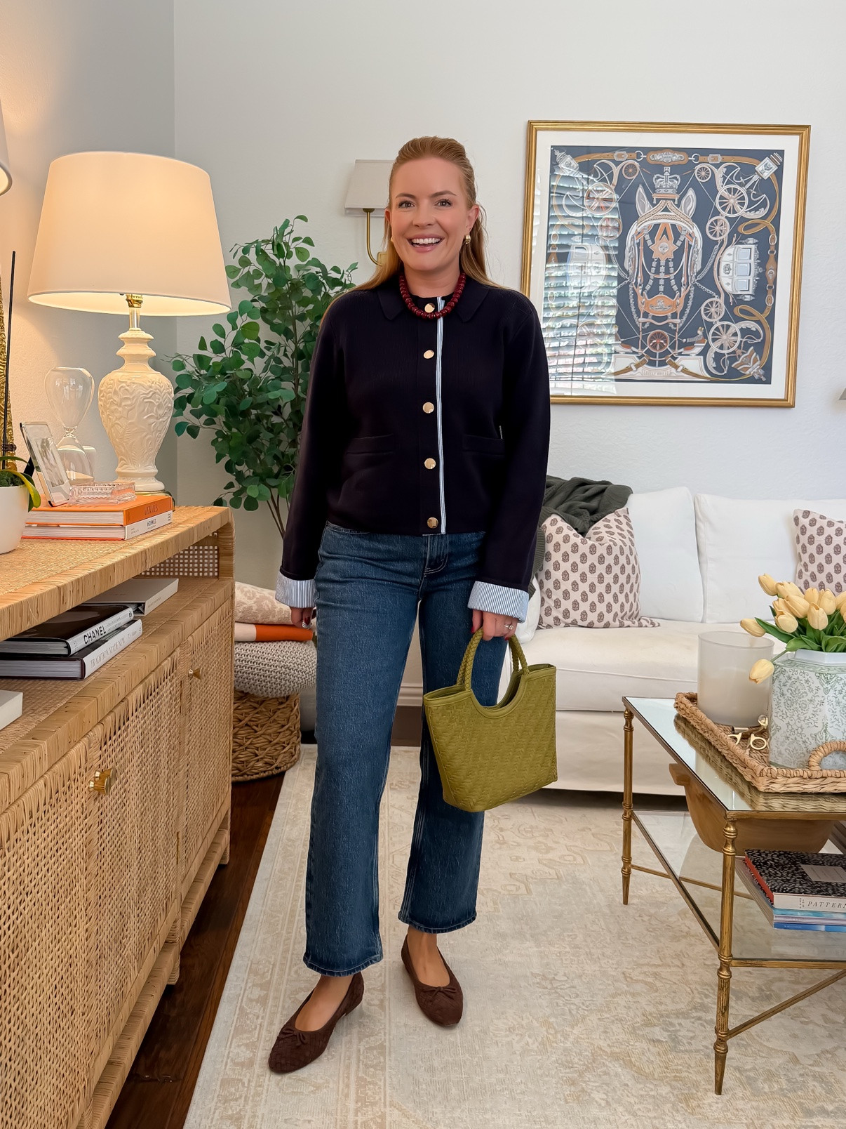 Wearing medium in the cardigan and 28 in the jeans

A classic fall uniform from Walmart: a navy button-front cardigan layered over stripes with straight-leg jeans and ballet flats. Cozy, timeless, and office-friendly — this affordable fall workwear outfit is one I'll be living in all season.

#walmartfashion #walmartfinds #falloutfits #cardiganoutfit #fallworkwear