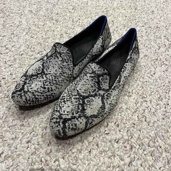Rothys The Almond Loafer Python Snake Print Sz 9 Gray Black Casual Comfort | Poshmark