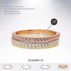 PAVOI 14K Gold Plated Sterling Silver CZ Simulated Diamond Stackable Ring Eternity Bands for Wome... | Amazon (US)