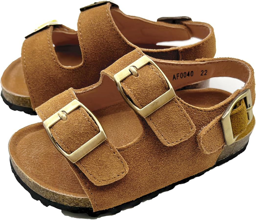 Kids Toddler Sandals Boys Girls Cork Footbed Sandal Comfort Double Buckle Slip On Slippers with A... | Amazon (US)