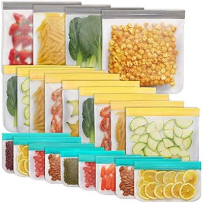 Jagrom 22 Pack Reusable Storage Bags 4 Gallon & 9 Sandwich Lunch Bags & 9 Small Kids Snack Bags F... | Amazon (US)