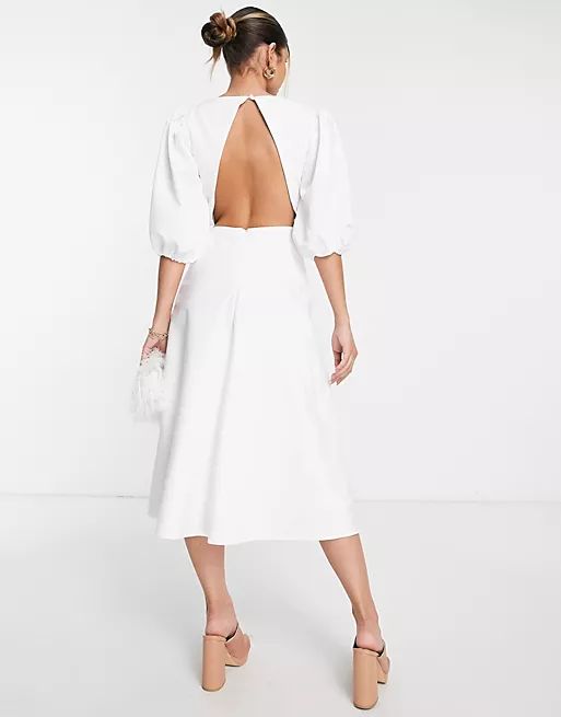 Collective the Label twist front cut out back midi dress in white | ASOS (Global)