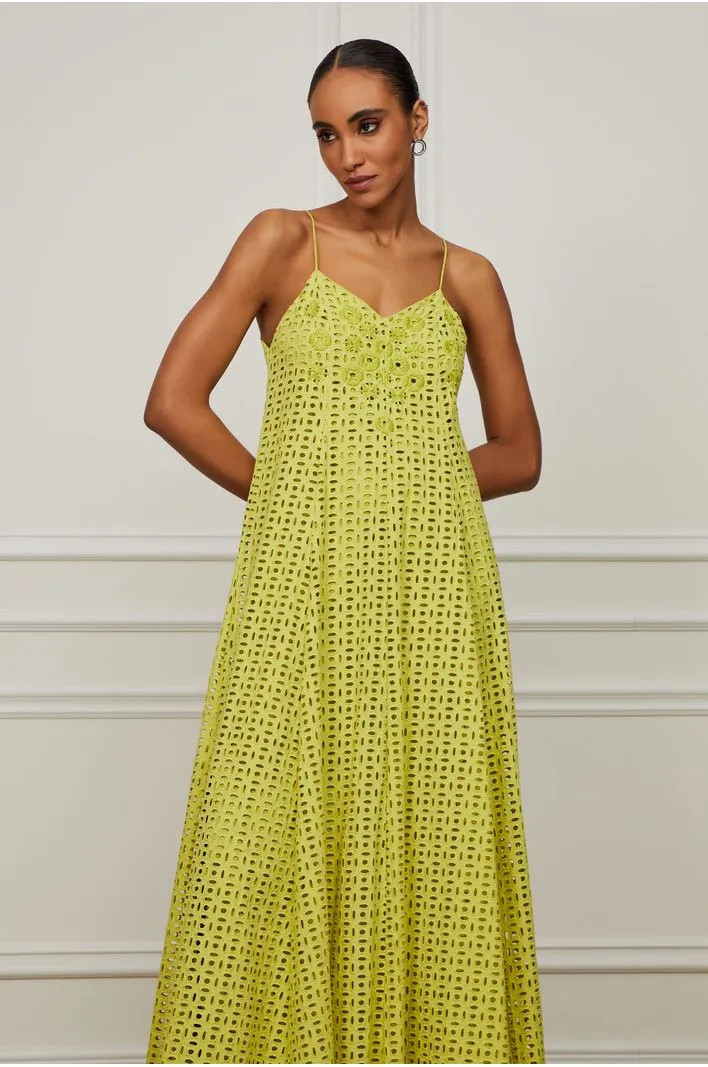 Vestido De Laise Longo Verde Bordado | Animale (BR)