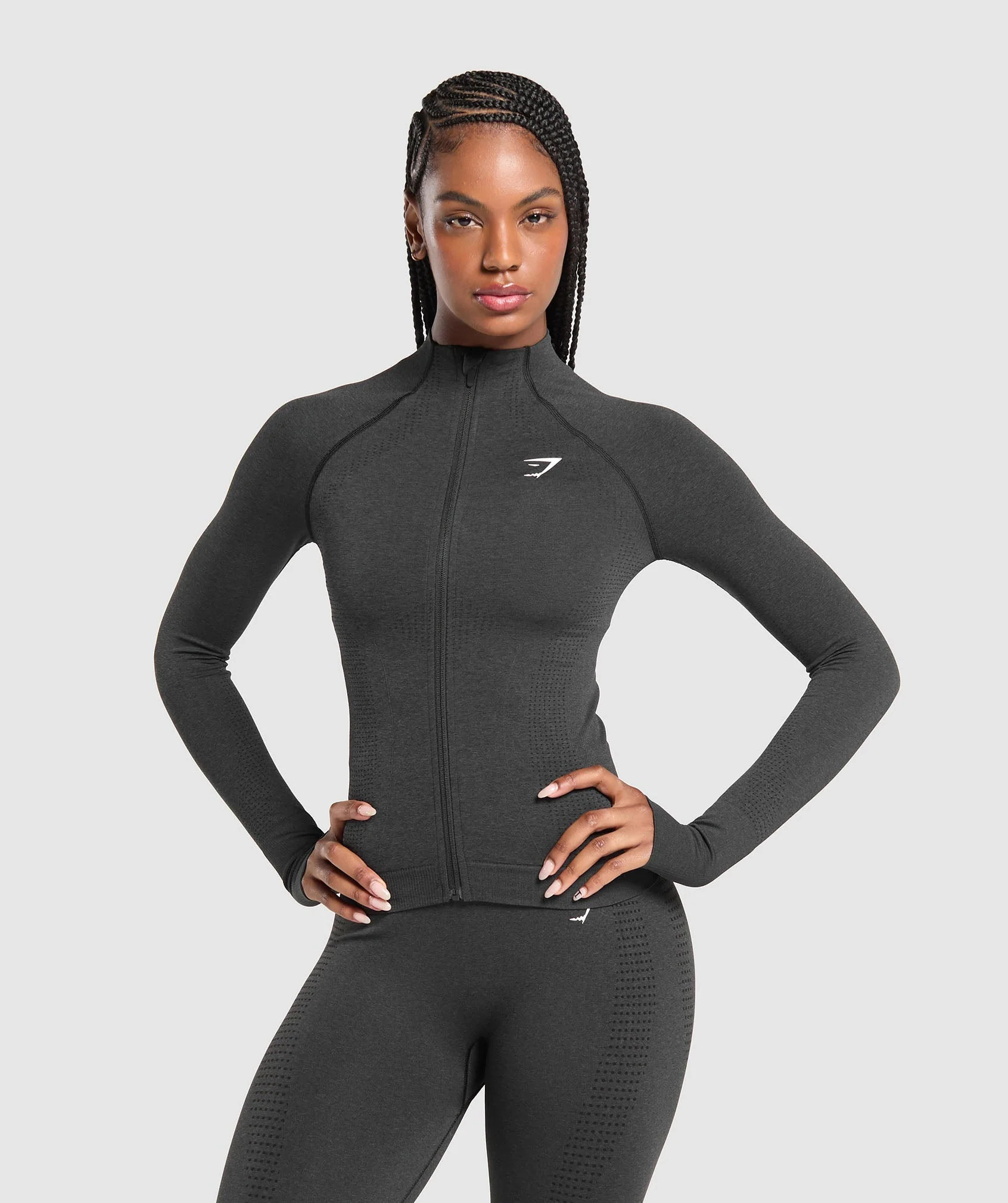 Gymshark Vital Tight Tracktop - Black Marl | Gymshark UK