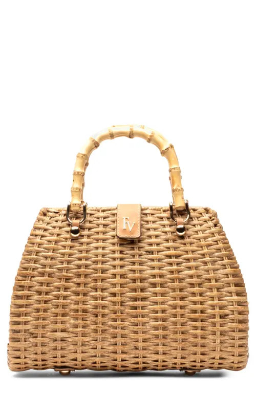 Frances Valentine Rooster Woven Wicker Top Handle Bag in Toast at Nordstrom | Nordstrom