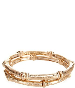 Gold-Plated Metal Stretch Bracelet Set | Dillard's