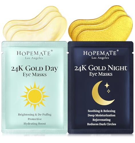 HOPEMATE Under Eye Patches for Puffy Eyes,Dark Circles,Wrinkles & Eye Bags-Day & Night Eye Mask Gel Set with Collagen & 24K Gold,Ideal Undereye Skincare Gift for Bridesmaids, Women & Birthdays | Amazon (US)