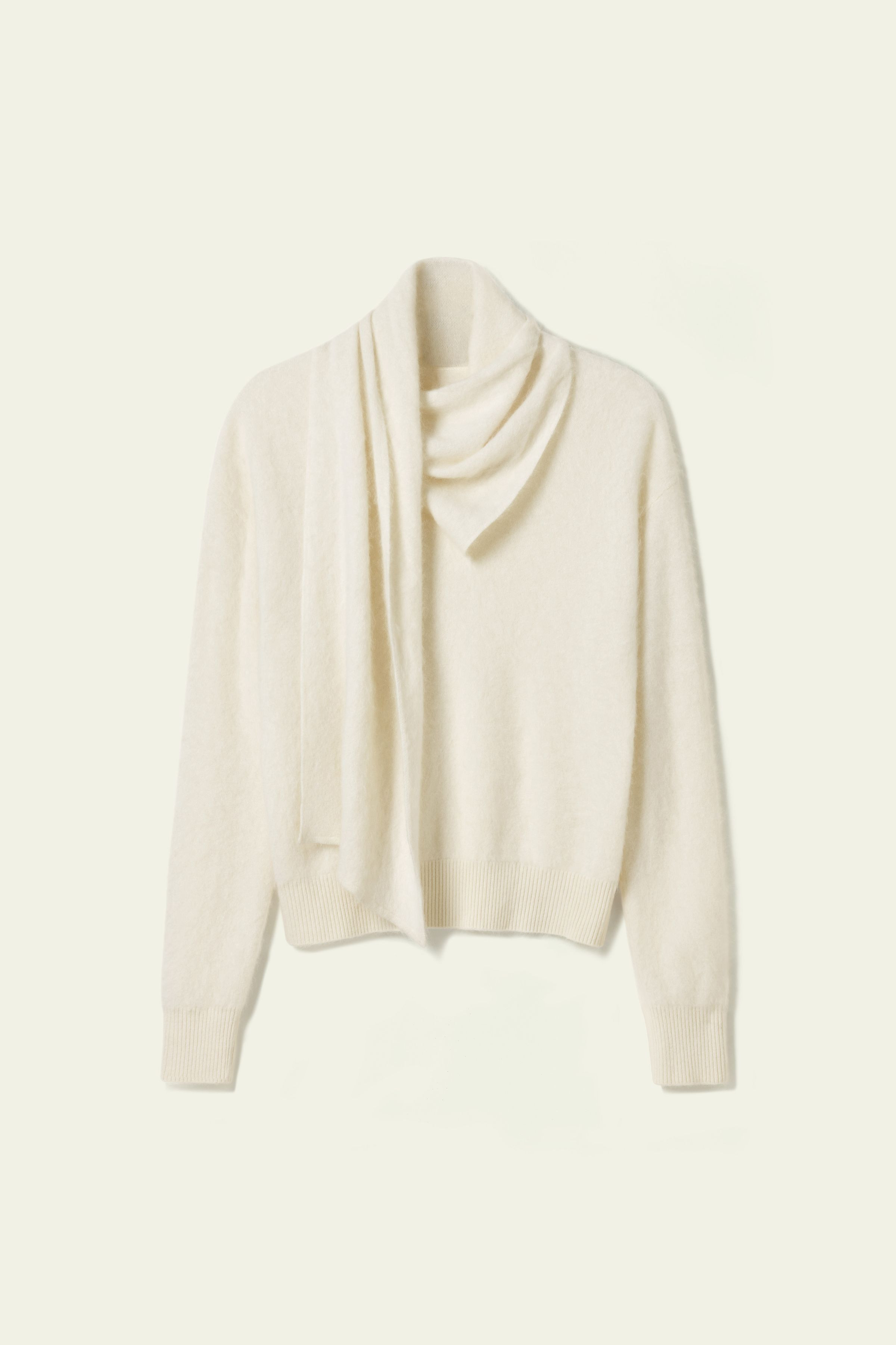 Draped Scarf Brushed Cashmere Sweater | LILYSILK