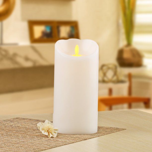 Better Homes & Gardens Flameless LED Motion Flame Pillar Candle, 4x8", White | Walmart (US)