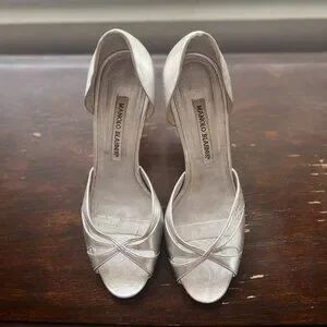 Manolo Blahnik Silver d'Orsay Butterflop Butterfly Heels, 6.5 | Poshmark