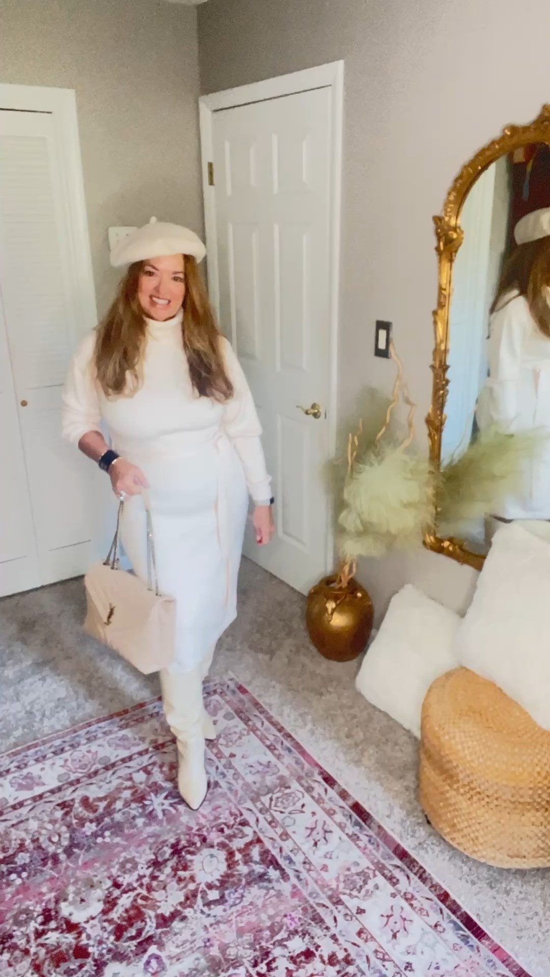 Ivory bone turtle neck sweater dress. 

#LTKFindsUnder100 #LTKWorkwear #LTKSeasonal