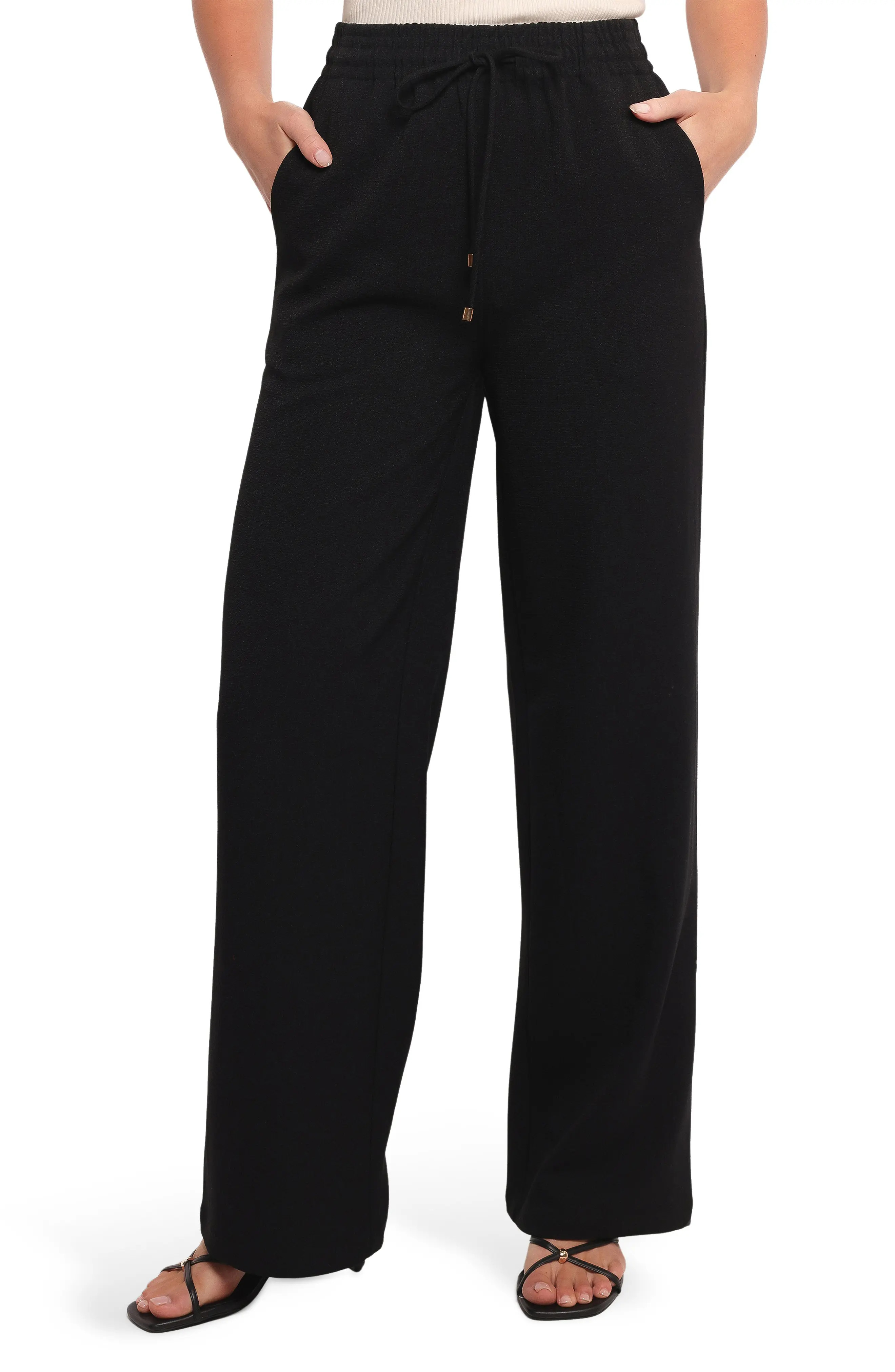 Petal & Pup Tie Waist Wide Leg Crepe Pants (Women) | Nordstrom | Nordstrom