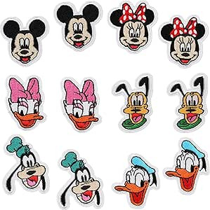 12Pcs Mini Set Mickey Iron On Patches for Clothing Minnie Mouse Sew On/Iron On Embroidered Patch ... | Amazon (US)