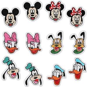 12Pcs Mini Set Mickey Iron On Patches for Clothing Minnie Mouse Sew On/Iron On Embroidered Patch ... | Amazon (US)