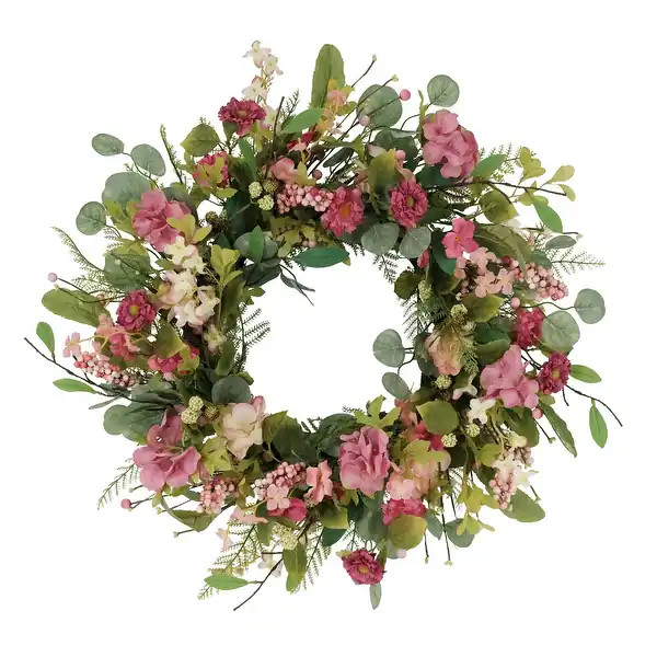 24" Artificial Chrysanthemum And Hydrangea Floral Spring Wreath - Bed Bath & Beyond - 33324809 | Bed Bath & Beyond