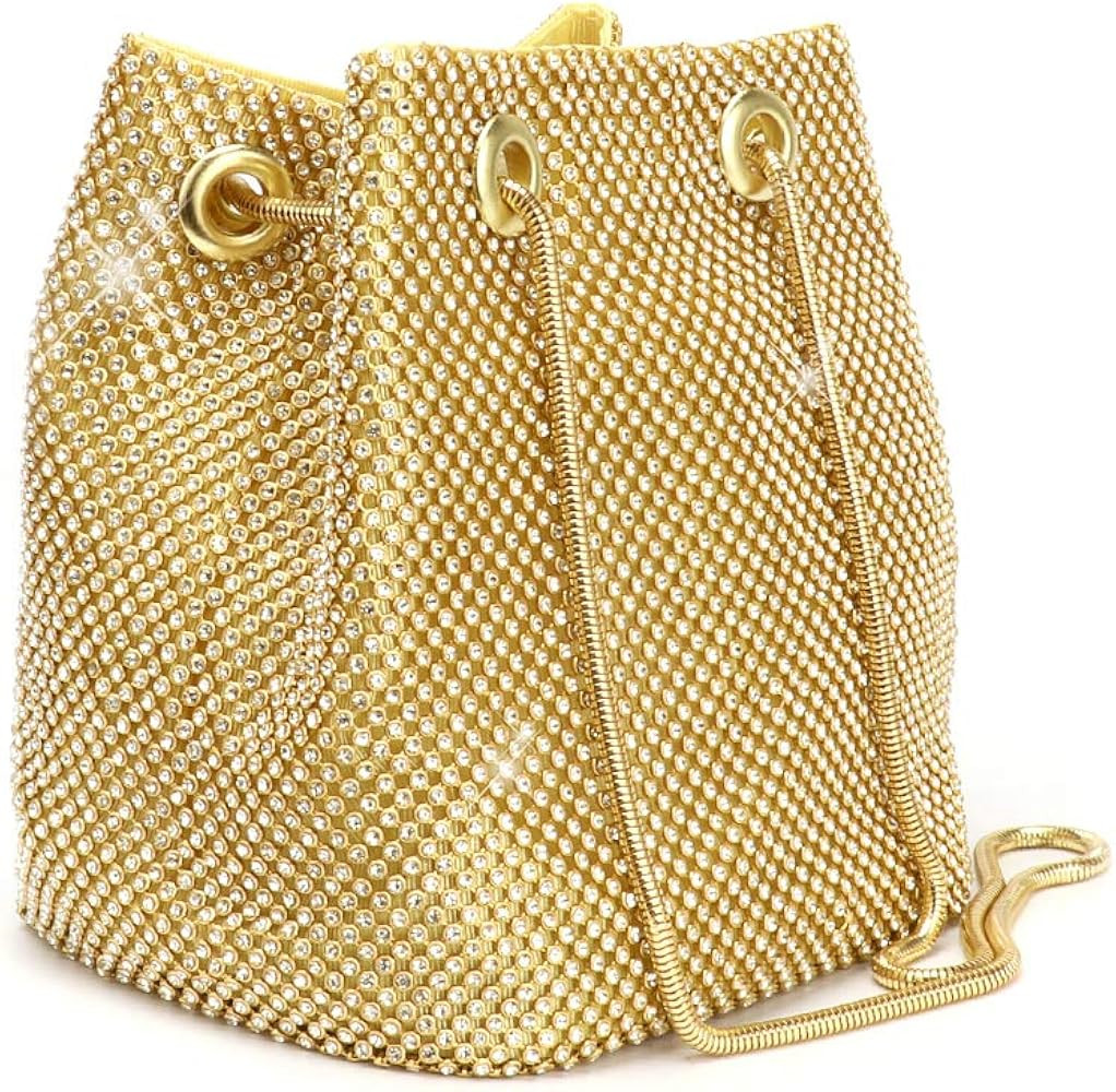 Women's Evening Bag- Upgraded Larger Size Full Rhinestones Bucket Bag Shining Bag Shoulder Bag fo... | Amazon (US)