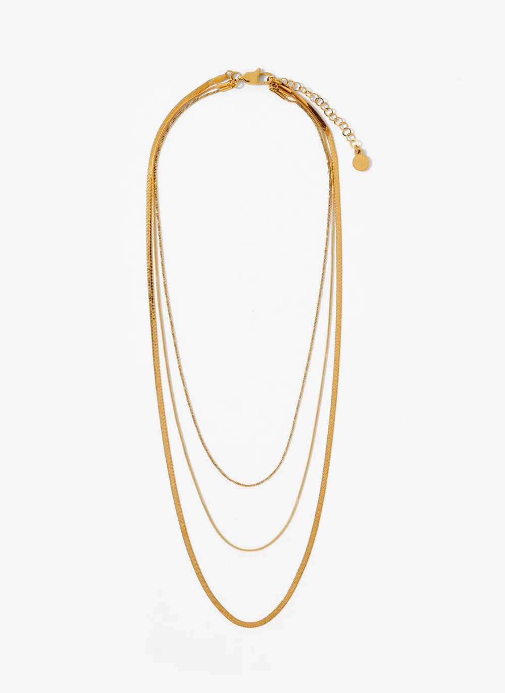 Gold Stainless Steel Triple Layered Necklace | Mint Velvet
