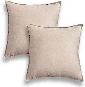 Jeanerlor Solid Natural Cotton Linen Decoration 18"x18" Throw Pillow Sham Cushion Case Soft Pillo... | Amazon (US)