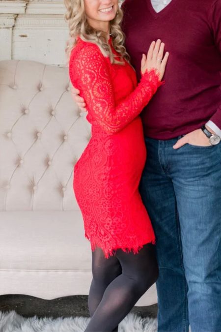 This red lace dress is perfect for Christmas photos, work holiday parties, cute Christmas outfits, and winter weddings! 

#LTKunder100 #LTKSeasonal #LTKHoliday