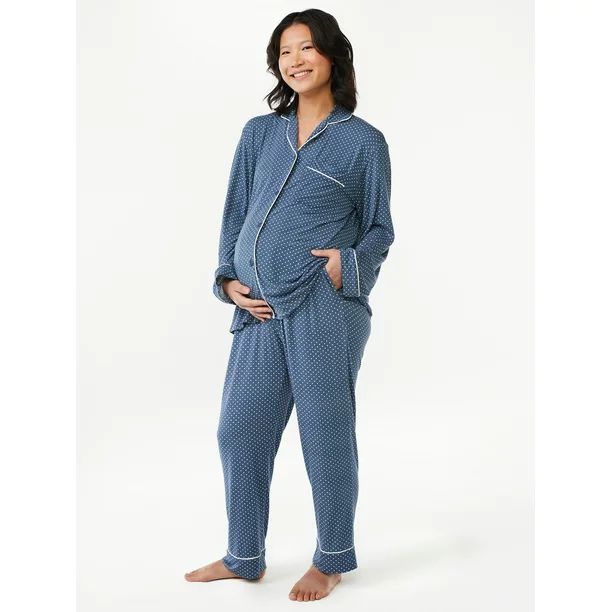 Joyspun Women's Maternity Sleep Set, 2-Piece, Sizes up to 3X - Walmart.com | Walmart (US)