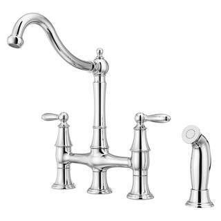 Pfister Courant Two Handle Bridge Kitchen Faucet with Side Spray in Polished Chrome F-031-4COC - ... | The Home Depot