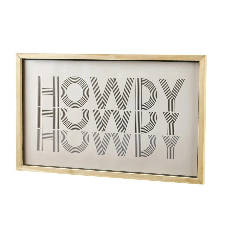 Howdy Print Natural Wood Framed Wall Art, 22" x 13" | Walmart (US)