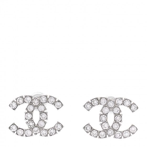 CHANEL Crystal CC Earrings Silver | FASHIONPHILE | Fashionphile