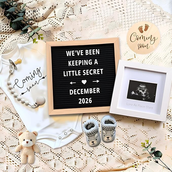 Pregnancy Announcement, Baby Announcement Ideas Set Include Felt Letter Board, Baby Onesie, Booti... | Amazon (US)