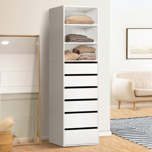 LivingFusion Cassandra 6 Drawer & 3 Shelf Wardrobe | Temple & Webster | Temple & Webster AU