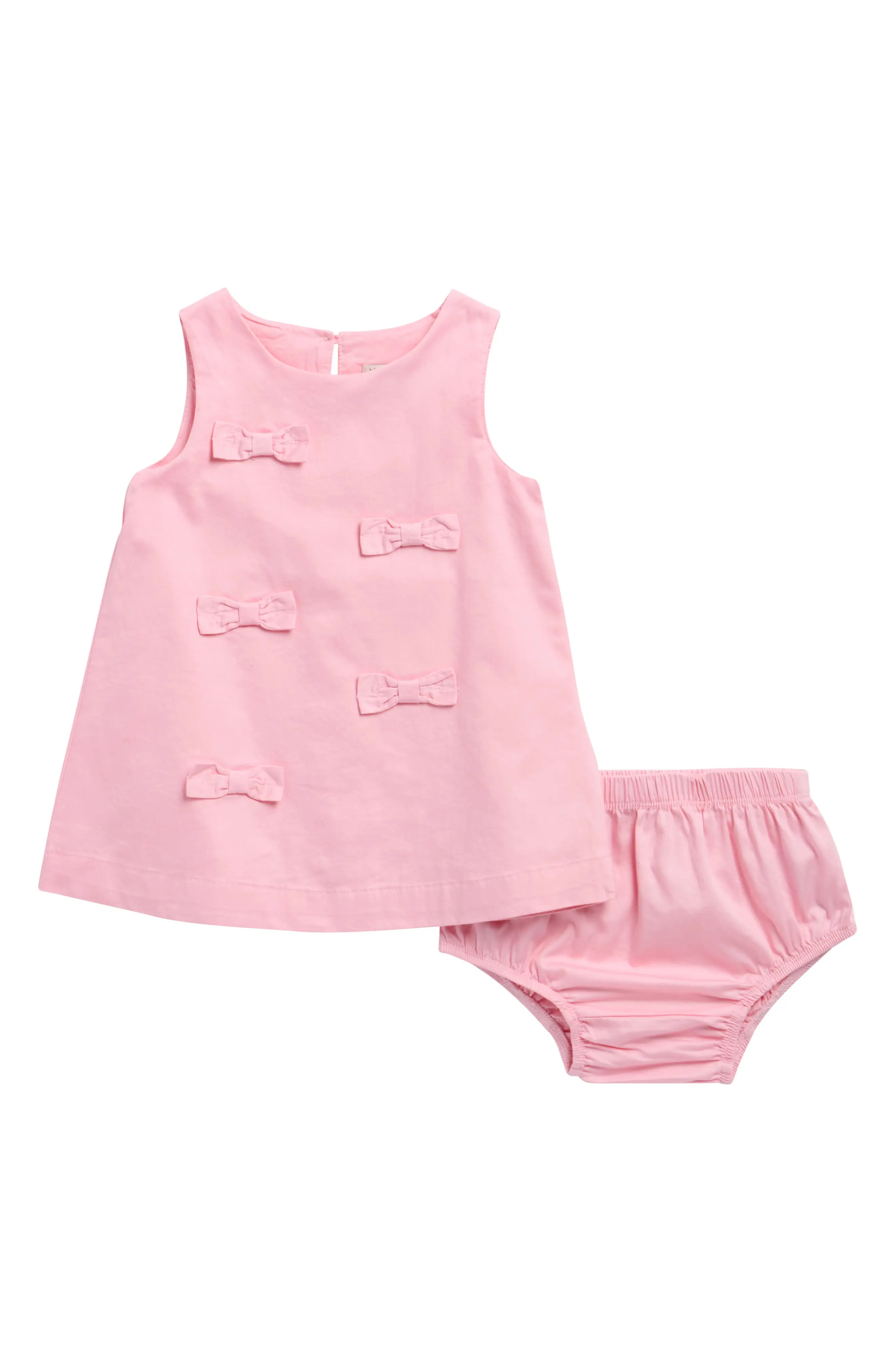 Habitual Kids Bow Front Cotton Poplin Shift Dress with Bloomers | Nordstrom | Nordstrom