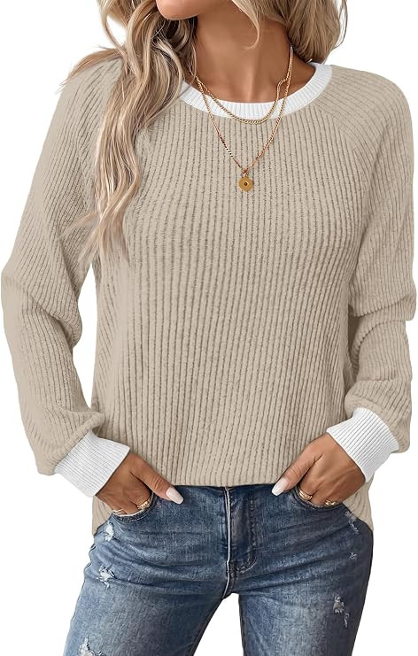 WIHOLL Womens Tops Long Sleeve Shirts Fall Fashion Sweaters Outfits | Trendy School Teacher Shirt... | Amazon (US)