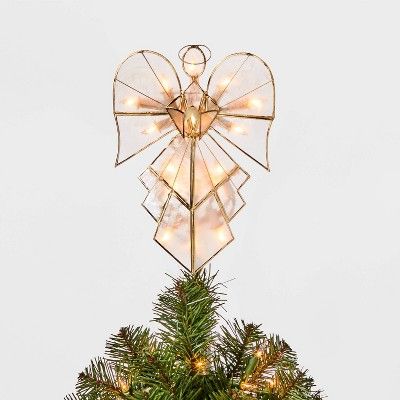 11.75in 16 Light Capiz Angel Tree Topper Clear/Gold - Wondershop™ | Target