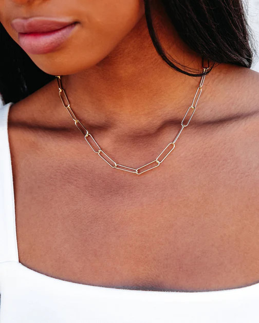 Larissa Paper Clip Chain Necklace - Gold | VICI
