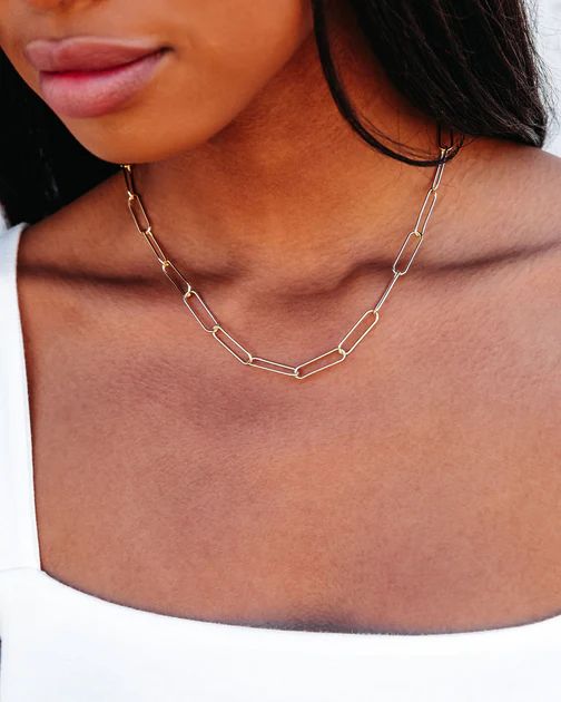 Larissa Paper Clip Chain Necklace - Gold | VICI Collection