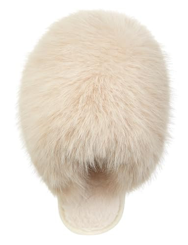 Pocadri Womens Cozy Faux Fur House Slippers Warm Plush Bedroom Slipper Anti-skid Sole Indoor Outdoor Slide Shoes Slip On | Amazon (US)