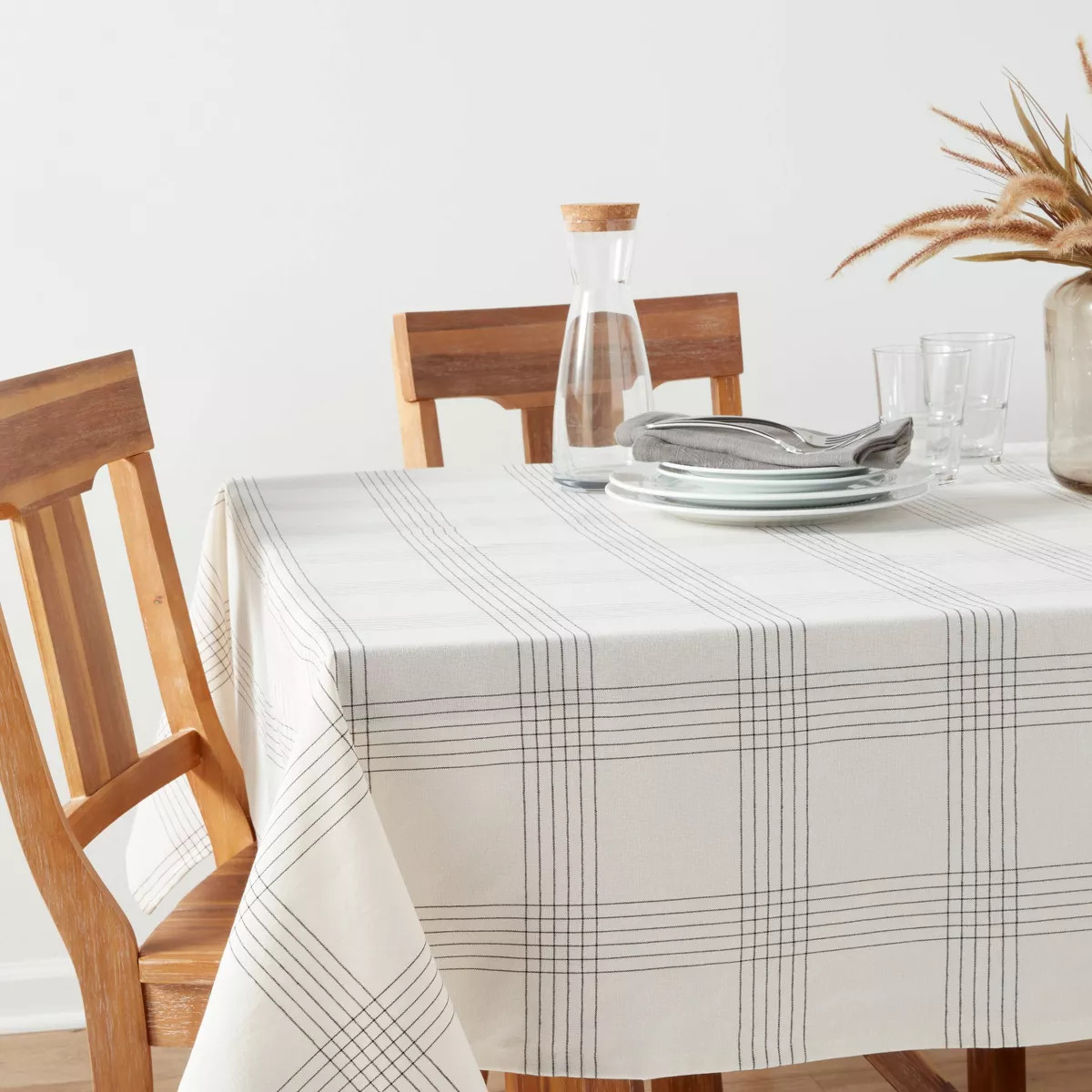 Cotton Open Plaid Tablecloth Black - Threshold™ | Target