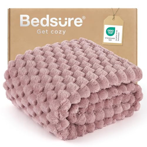 Bedsure Pink Throw Blanket for Couch - 350GSM Soft Cozy Throw Blankets for Bed Home Room Decor, GentleSoft Cute Fleece Birthday Gifts for Women Girls, 50x60 Inches | Amazon (US)