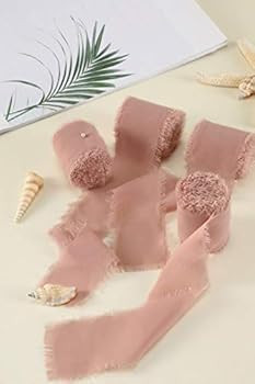 Socomi Dusty Rose Chiffon Ribbon Fringe Sample Color Swatches 1-3/4" x 7Yd, 4 Rolls Handmade Ribb... | Amazon (US)