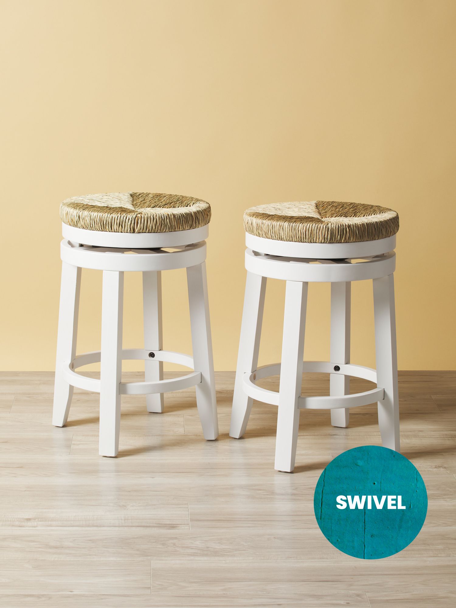 2pk 26in Woven Swivel Counter Stools | Accent Furniture | HomeGoods | HomeGoods