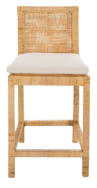 Tojo Cane Counter Stool with Cushion in Natural and White | 1stopbedrooms