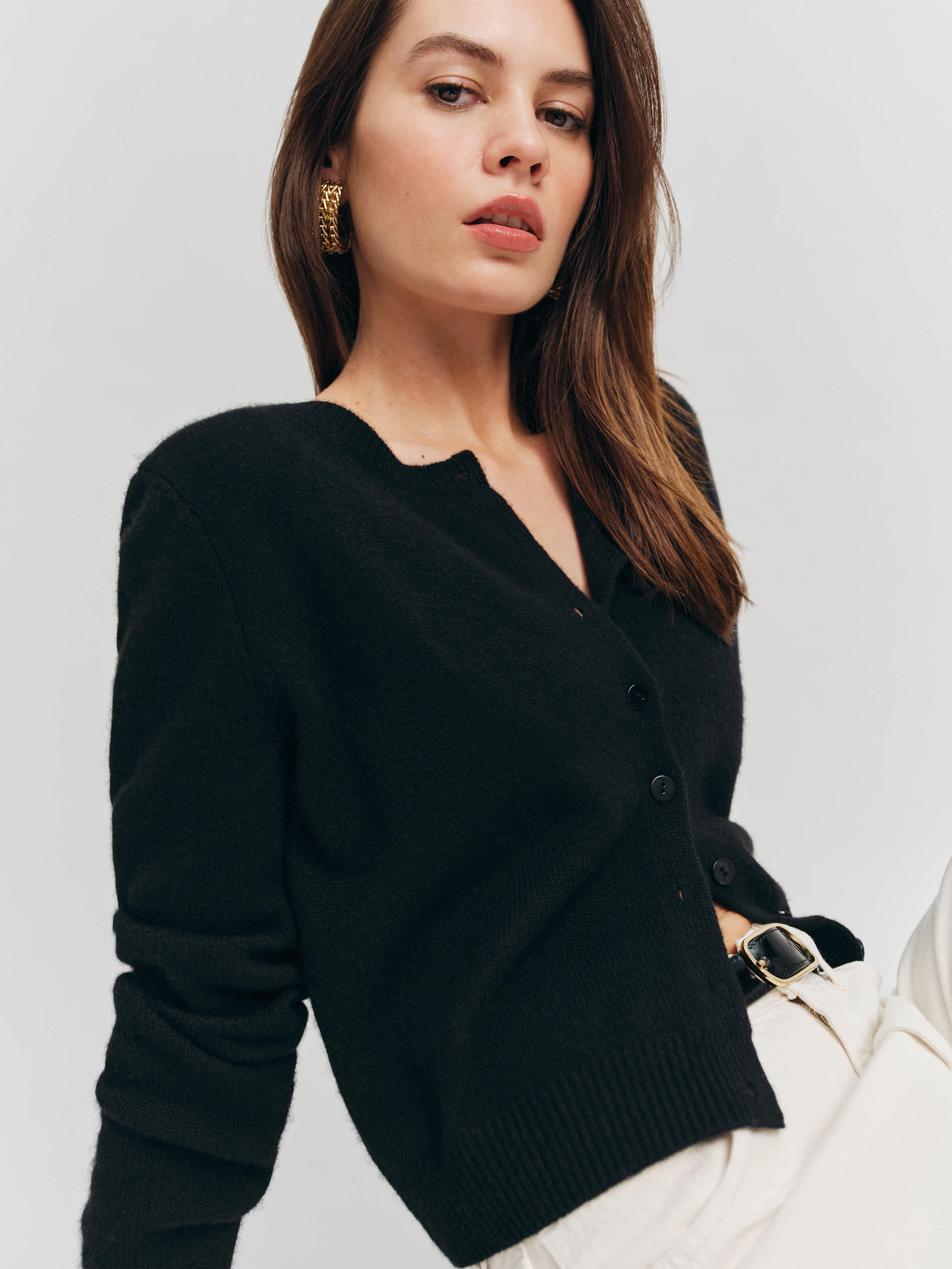 Clara Cashmere Crew Cardigan | Reformation (Global)