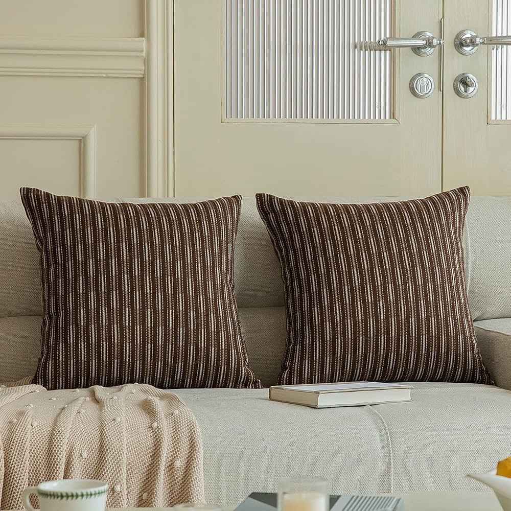 Kevin Textile Pack of 2 Decorative Burlap Linen Throw Pillow Covers Modern Farmhouse Pillowcases ... | Amazon (US)