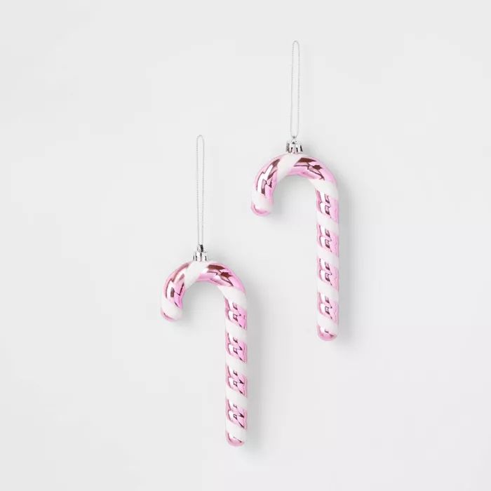 2pk Plastic Candy Canes Christmas Ornament Pink - Wondershop™ | Target
