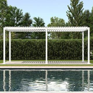 111A 10 ft. x 20 ft. White Aluminum Modern Pergola | The Home Depot