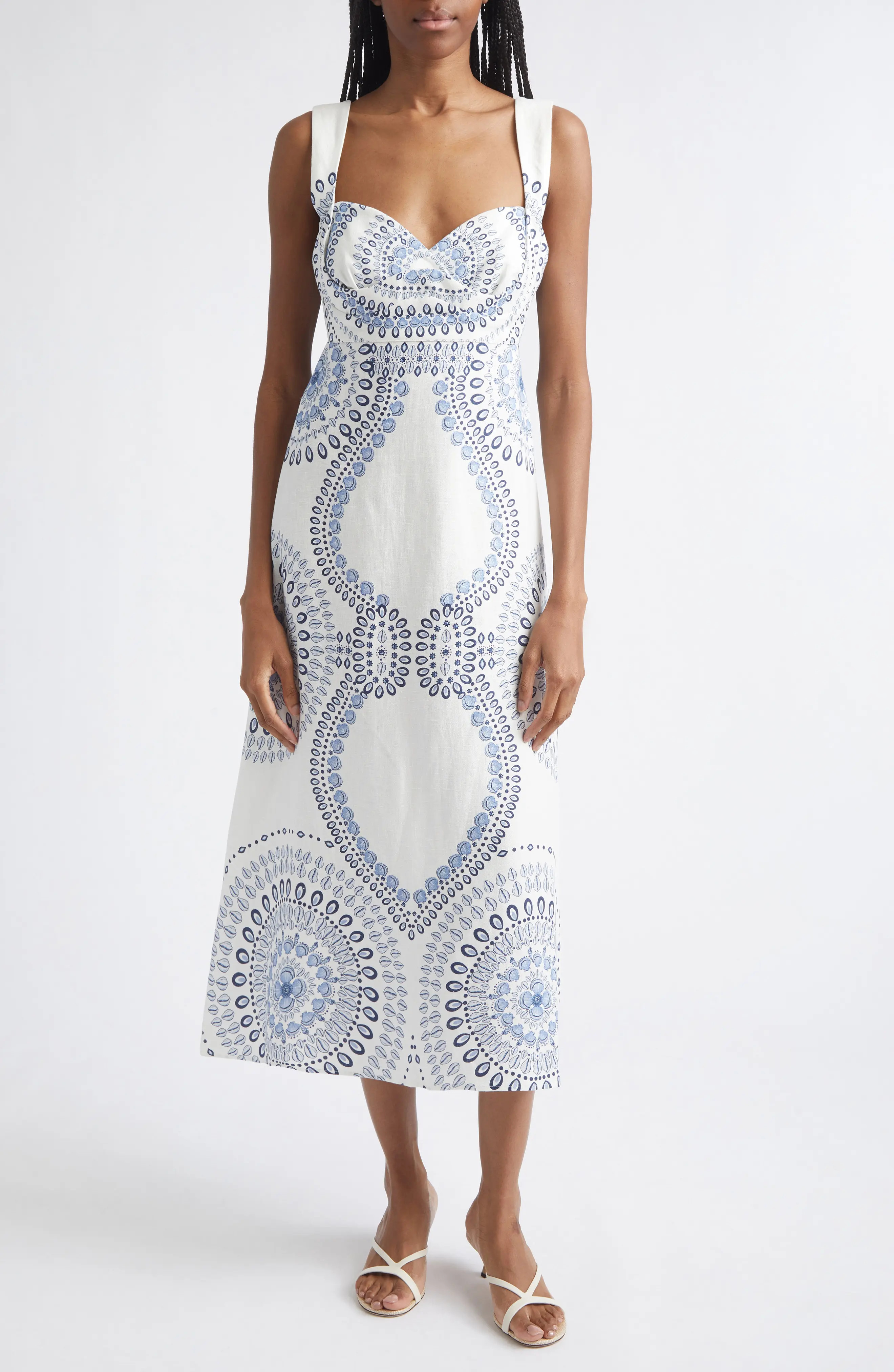 Addison Shell Print Linen Midi Dress (Women) | Nordstrom | Nordstrom