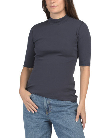 Elbow Sleeve Mock Neck Top for Women | Polyester/Cotton | Marshalls